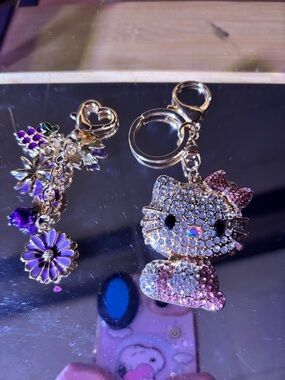 Purple Floral Charm Keychain